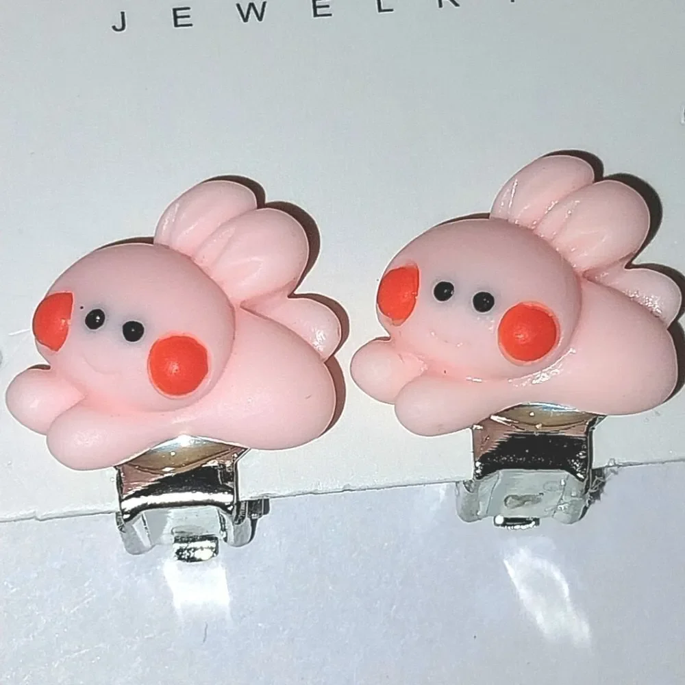 Beautiful girls pink bunny clip-on earrings for kids